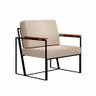 Poltrona Roma Linho Bege com Rattan e Base em Metal Preto - 7