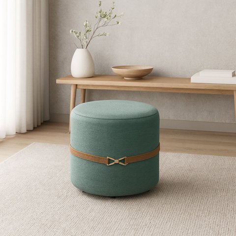Puff Redondo Decorativo em Veludo Confortável Design Moderno