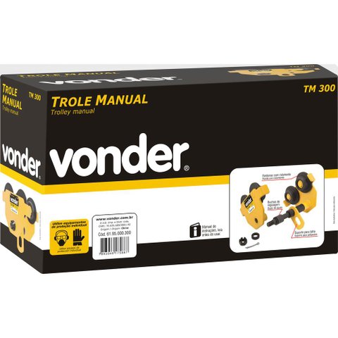 Trole manual 3,0 toneladas largura 100-203mm tm300 - Vonder