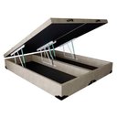 Ver imagem 1 de Cama Box Baú Blindado Casal Bipartido Suede Bege 41x138x188 em Madeira Homequeen