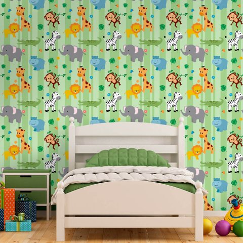 Papel de Parede Infantil - Safari Baby Arte Destaque 3 Metros