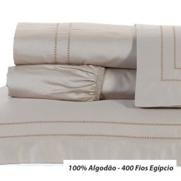 Jogo de Lençol King Size Cáqui 400 Fios Egípcio 100% Algodão 4 Peças - 2