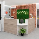 Ver imagem 1 de Balcão Atendimento de Canto em L Recepção/consultório 1400x600 Netmobil - Dubai/branco