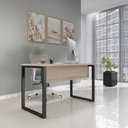 Ver imagem 1 de Mesa Madeira M150/60P25TUB 150cm Industrial Nogueira Casablanca e Preto Bege