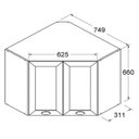 Ver imagem 4 de Armario Aereo Canto Obliquo 2 Portas 75 Cm Cd685 Branco Dtall