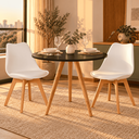 Ver imagem 4 de Conjunto Mesa de Jantar Redonda Preta 80cm com 2 Cadeiras Saarinen Leda Almofadadas para Sala de Jan