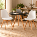 Ver imagem 2 de Conjunto Mesa de Jantar Redonda Preta 80cm com 2 Cadeiras Saarinen Leda Almofadadas para Sala de Jan