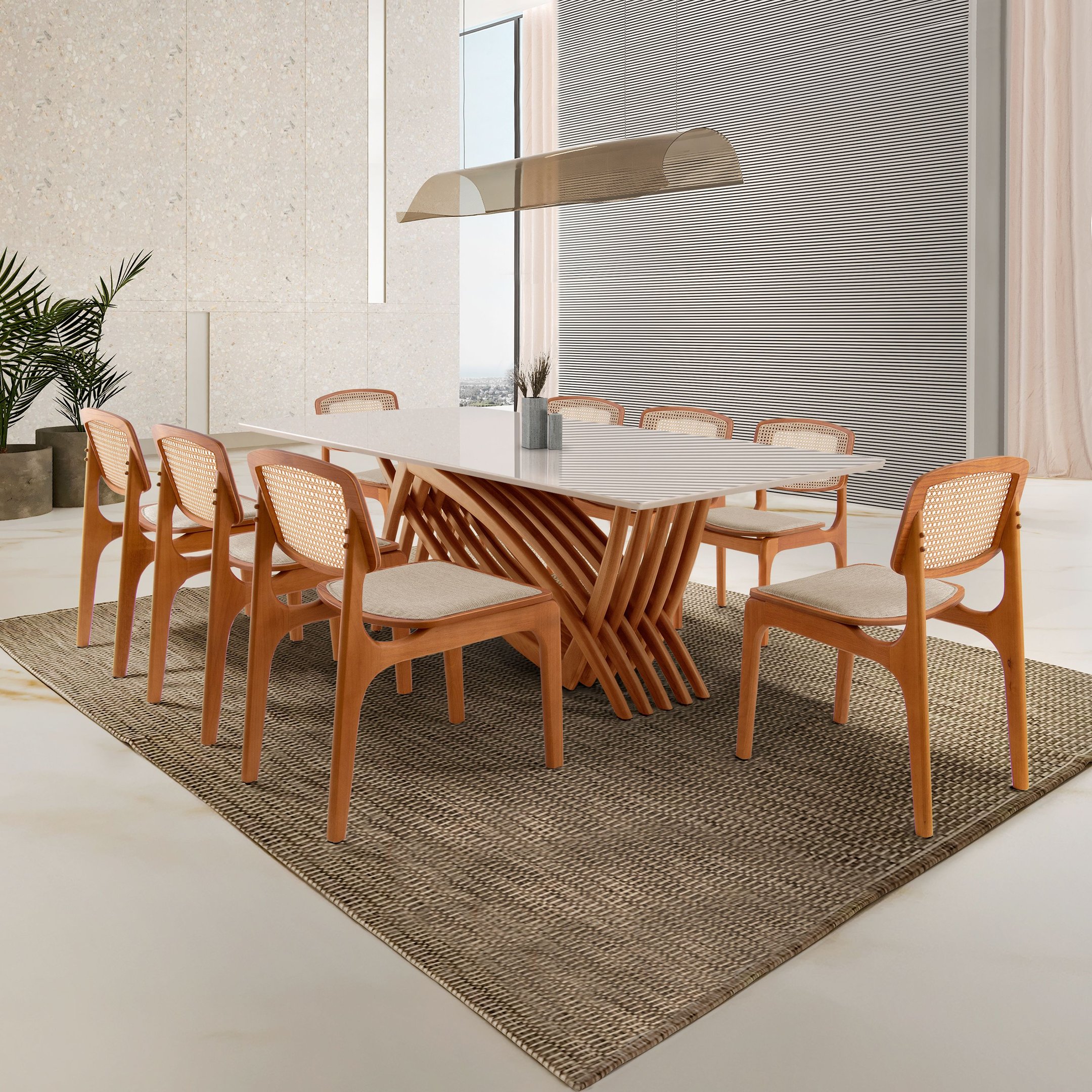 Conjunto Sala de Jantar Mesa 220cm Madeira Maciça Zurick 8