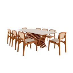 Conjunto Sala de Jantar Mesa 220cm Madeira Maciça Zurick 8 Cadeiras Maia - 2