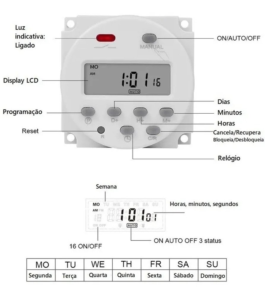 Cn101a Timer Temporizador Digital Programavel - 220V - 3
