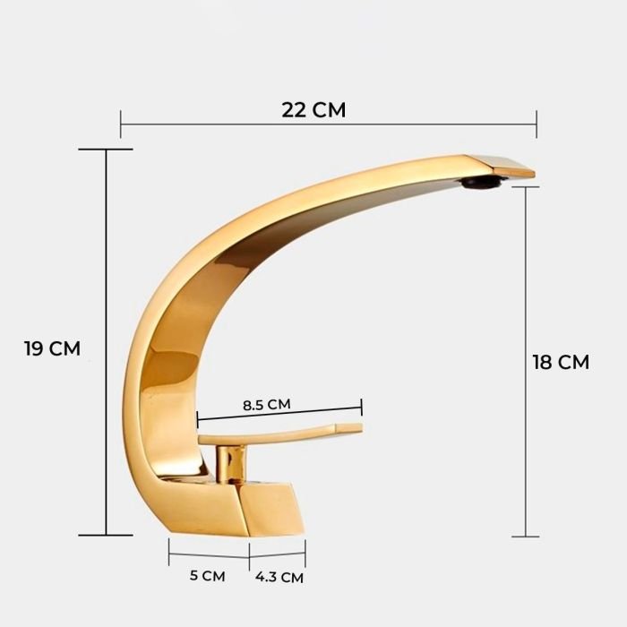 Torneira Banheiro Cascata Misturador Monocomando Aço Inox 304 Dourada Luxo - Brinovar - 8