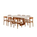 Ver imagem 1 de Conjunto de Mesa de Jantar Retangular em Madeira Maciça com Vidro e 8 Cadeiras Genova Monaco Yescasa