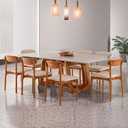 Ver imagem 1 de Conjunto de Mesa de Jantar Retangular em Madeira Maciça com Vidro e 8 Cadeiras Genova Monaco Yescasa