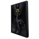 Ver imagem 1 de Quadro Decorativo Mulher Silêncio Dourado em Moldura Caixa Tacolado Moldura Caixa Alta 4,5cm Preta C