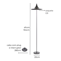 Luminária de Piso Abajur Chão Tomiko (edição Oriental) Branco - 2