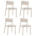 Ver imagem 1 de Kit 4 Cadeiras Sala de Jantar Tecido Linho Design Aço Carbono Lavinia Marrom/Champagne
