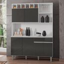 Ver imagem 1 de Kit Cozinha Compacta Alice 130cm com 6 Portas e 1 Gaveta Branco Cinza Escuro - Desk Design