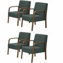 Ver imagem 1 de Kit 4 Poltronas 1 Lugar Jade Pé Madeira Suede Verde