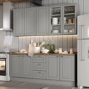 Ver imagem 2 de Cozinha Completa Americana 9 Portas 3 Gavetas com Vidro 100% Mdf Cinza - Henn