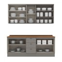 Ver imagem 3 de Cozinha Completa Americana 9 Portas 3 Gavetas com Vidro 100% Mdf Cinza - Henn