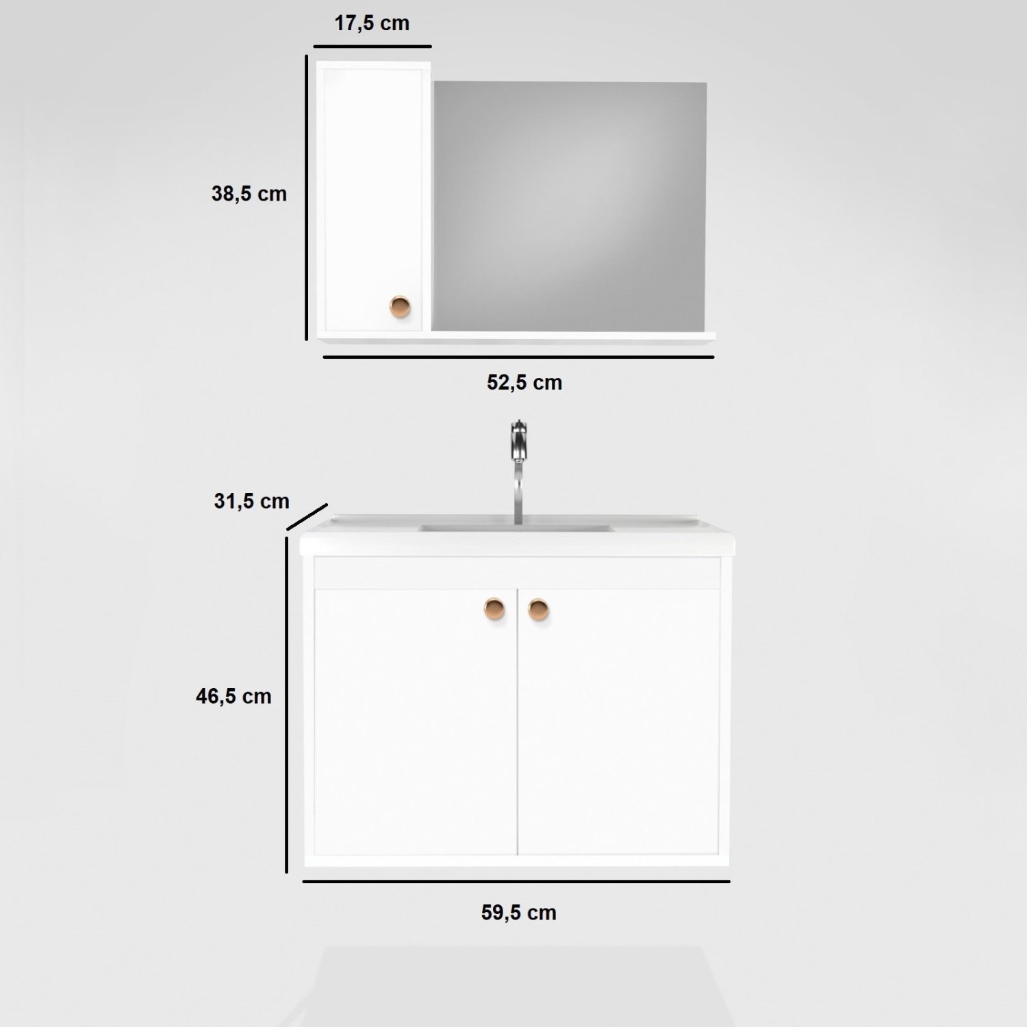 Gabinete para Banheiro com Cuba e Espelheira 60cm Clean  - 4