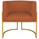 Ver imagem 5 de Kit 2 Poltronas Dália Luxo Moderna Estofada Design Sofisticado com Base de Ferro Dourado Suede