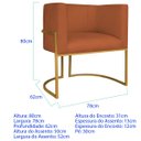Ver imagem 3 de Kit 2 Poltronas Dália Luxo Moderna Estofada Design Sofisticado com Base de Ferro Dourado Suede