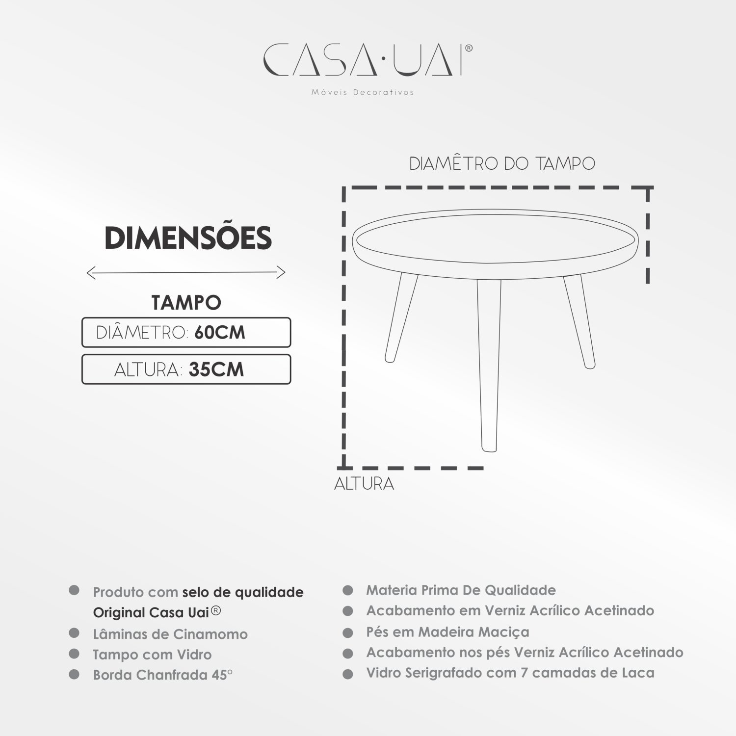 Mesa de Centro com Vidro Tray Laminada 60/35 - 3