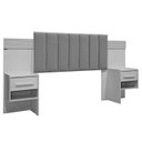 Ver imagem 2 de Cabeceira Casal 140cm Ripada 100% MDF Estofada Isis com 02 Mesas de Cabeceira Espresso Móveis Marrom