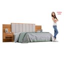 Ver imagem 7 de Cabeceira Casal 140cm Ripada 100% Mdf Estofada Isis com 02 Mesas de Cabeceira Espresso Móveis