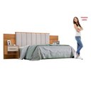 Ver imagem 5 de Cabeceira Casal 140cm Ripada 100% MDF Estofada Isis com 02 Mesas de Cabeceira Espresso Móveis Marrom