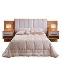 Ver imagem 3 de Cabeceira Casal 140cm Ripada 100% MDF Estofada Isis com 02 Mesas de Cabeceira Espresso Móveis Marrom