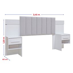 Cabeceira Casal 140cm Ripada 100% Mdf Estofada Isis com 02 Mesas de Cabeceira Espresso Móveis - 4