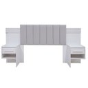 Ver imagem 2 de Cabeceira Casal 140cm Ripada 100% MDF Estofada Isis com 02 Mesas de Cabeceira Espresso Móveis Marrom