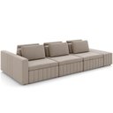 Ver imagem 1 de Sofá Ilha com Puff para Sala Living 395cm Amber M03 Veludo Bege - Lyam Decor