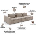 Ver imagem 7 de Sofá Ilha com Puff para Sala Living 395cm Amber M03 Veludo Bege - Lyam Decor