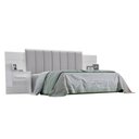 Ver imagem 3 de Cabeceira Casal 140cm Ripada 100% Mdf Estofada Isis com 02 Mesas de Cabeceira Espresso Móveis