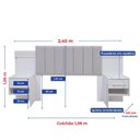 Ver imagem 4 de Cabeceira Casal 140cm Ripada 100% MDF Estofada Isis com 02 Mesas de Cabeceira Espresso Móveis Branco