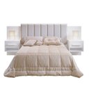 Ver imagem 3 de Cabeceira Casal 140cm Ripada 100% MDF Estofada Isis com 02 Mesas de Cabeceira Espresso Móveis Branco