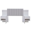 Ver imagem 2 de Cabeceira Casal 140cm Ripada 100% Mdf Estofada Isis com 02 Mesas de Cabeceira Espresso Móveis