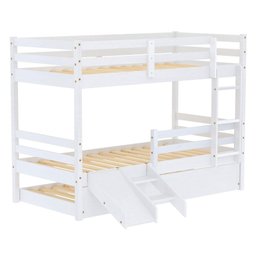 Treliche Solteiro Infantil Eco e Mini Escada/Escorregador Madeira Maciça Branco Mobilistore - 4