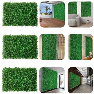 3 Placas para Parede Verde Buxinho Artificial 60x40 Plantas com Aparência Real Decoração Rústica