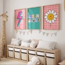 Ver imagem 3 de Kit 3 Quadros Decorativos Infantil - Girl Power NO2 - 30x40 - Moldura Madeira