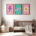 Ver imagem 1 de Kit 3 Quadros Decorativos Infantil - Girl Power NO2 - 30x40 - Moldura Madeira