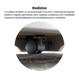 Carrinho Bar com Rodizios com Fita Metalizada Rose  - 6