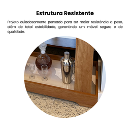 Carrinho Bar com Rodizios com Fita Metalizada Rose  - 9