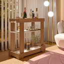 Ver imagem 1 de Carrinho Bar com Rodizios com Fita Metalizada Rose Marrom/Cinamomo/Off White