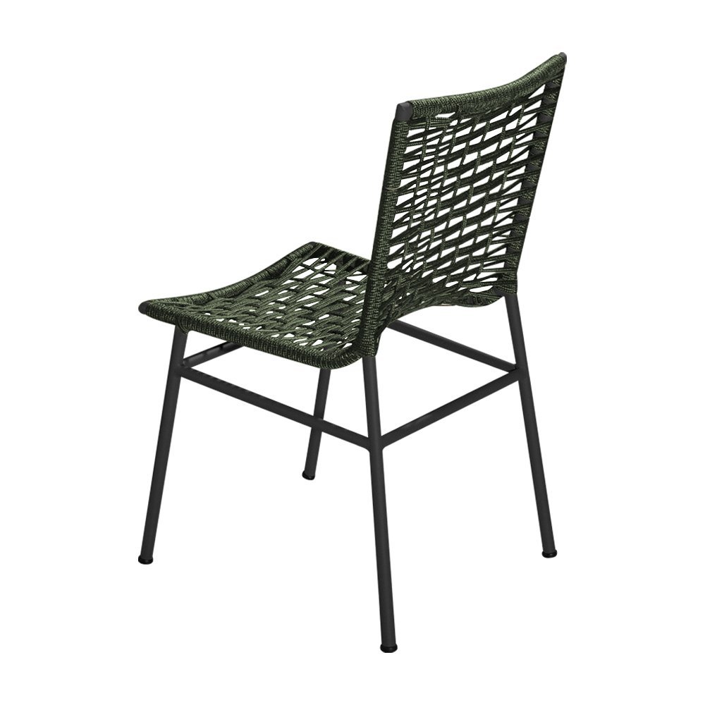 Cadeira em Corda Náutica Verde e Alumínio Preto Veneza para Área Externa - 2