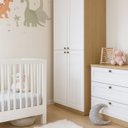 Ver imagem 5 de Quarto Infantil com 2 Guarda-Roupa e 1 Cômoda 3 Gavetas Modelo Americano 100% MDF Infinity Branco/Savana