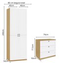 Ver imagem 3 de Quarto Infantil com 2 Guarda-Roupa e 1 Cômoda 3 Gavetas Modelo Americano 100% MDF Infinity Branco/Savana